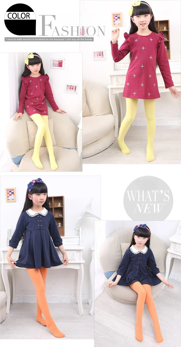 Summer Spring Candy Color Kids Pantyhose Ballet Dance Tights for Girls Stocking Children Velvet Solid White Pantyhose