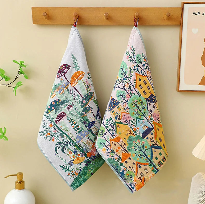 34x40cm Large Hand Towels 4-Layer 100% Cotton Gauze Quick-Dry Dishcloths, Decorative Tea Towels for Kitchen & Bathroom