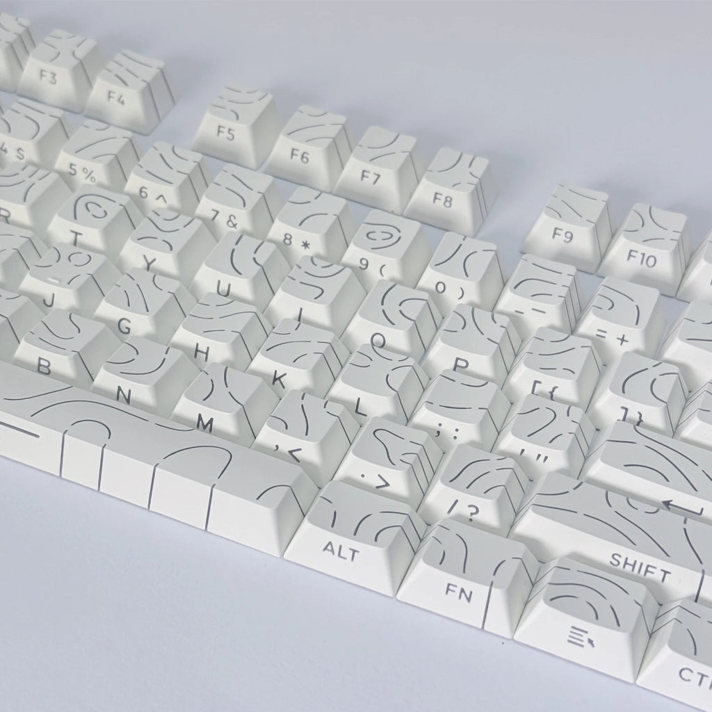 Lines Sided Shine Through Keycaps Cherry Profile Black White 97/133 Keys Customer keycaps for Mechanical Keyboard 60% 65% 75%