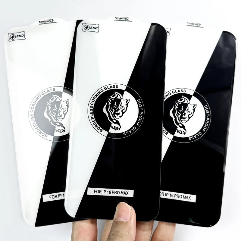 3pcs Borderless Corning Tempered Glass HD AF ESD Screen Protector Film For iPhone Duo 18 Pro Max 17 Air 17E 16 Plus 15 14 13