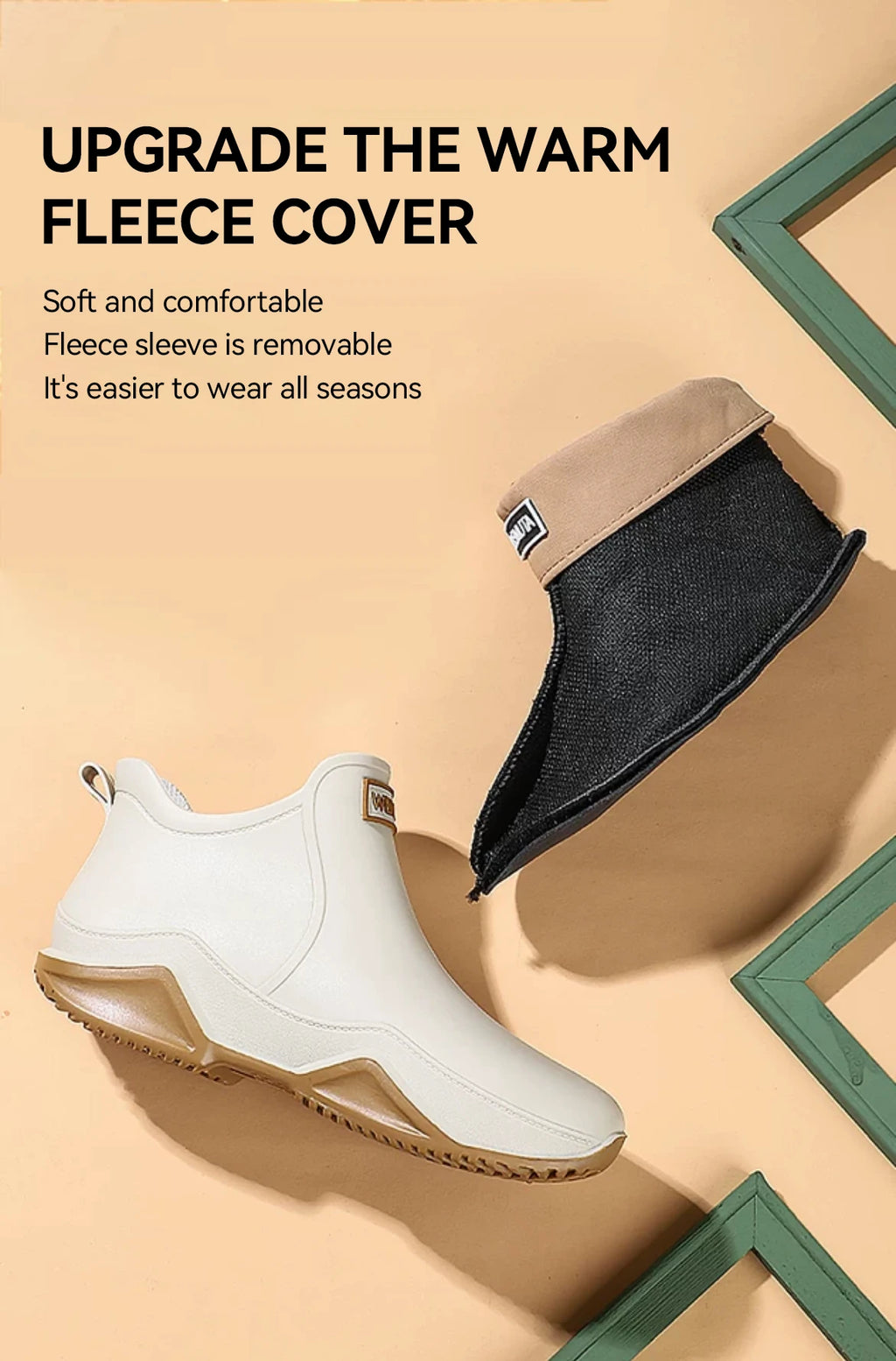 Fashionable Men & Women’s Ankle Rain Boots Anti-Slip Waterproof Shoes Work Boots Suitable For Summer & Winter Rainy & Snowy Day
