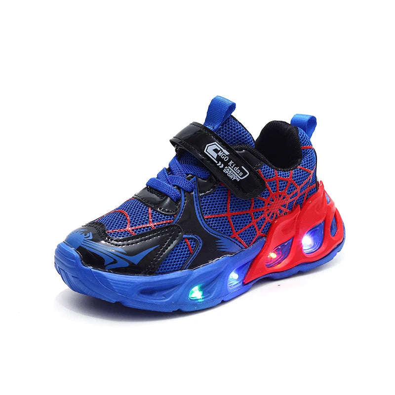 1-9-Year-Old Boys and Girls Breathable Mesh Sneakers in Spring and Autumn, MGO Youngsters LED Luminous Sneakers-Motion-Sensing F