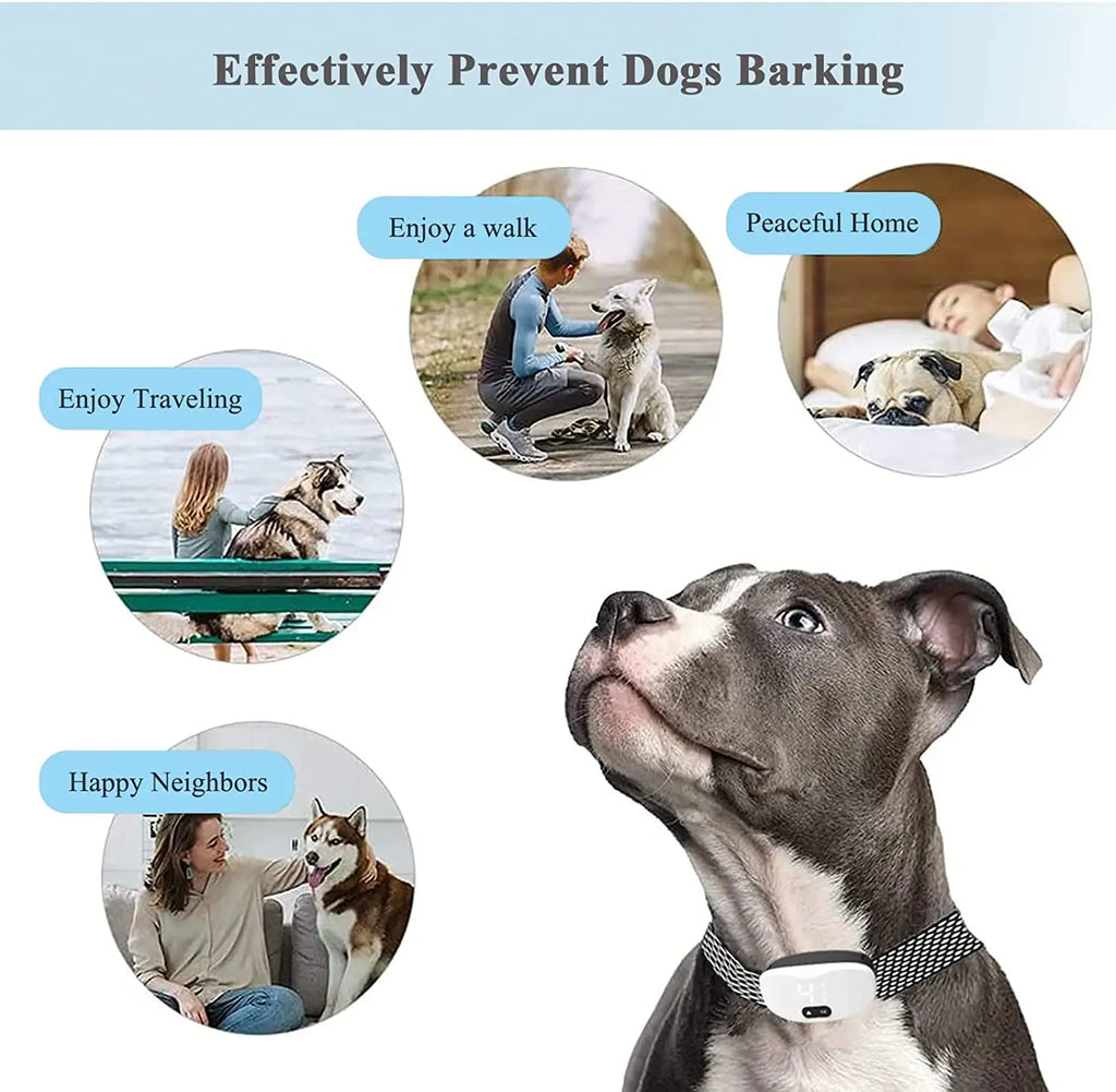 Anti bark dog collar Electric shock Vibration sound with LED for small large dogs no barking training collar dog accessories