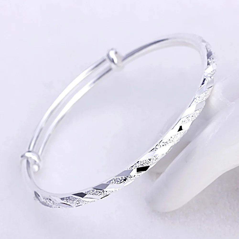 925 Silver Bracelet For Women men Fashion Wedding Party Cute Lady Handmade weaving Jewelry adjustable Grinding sand