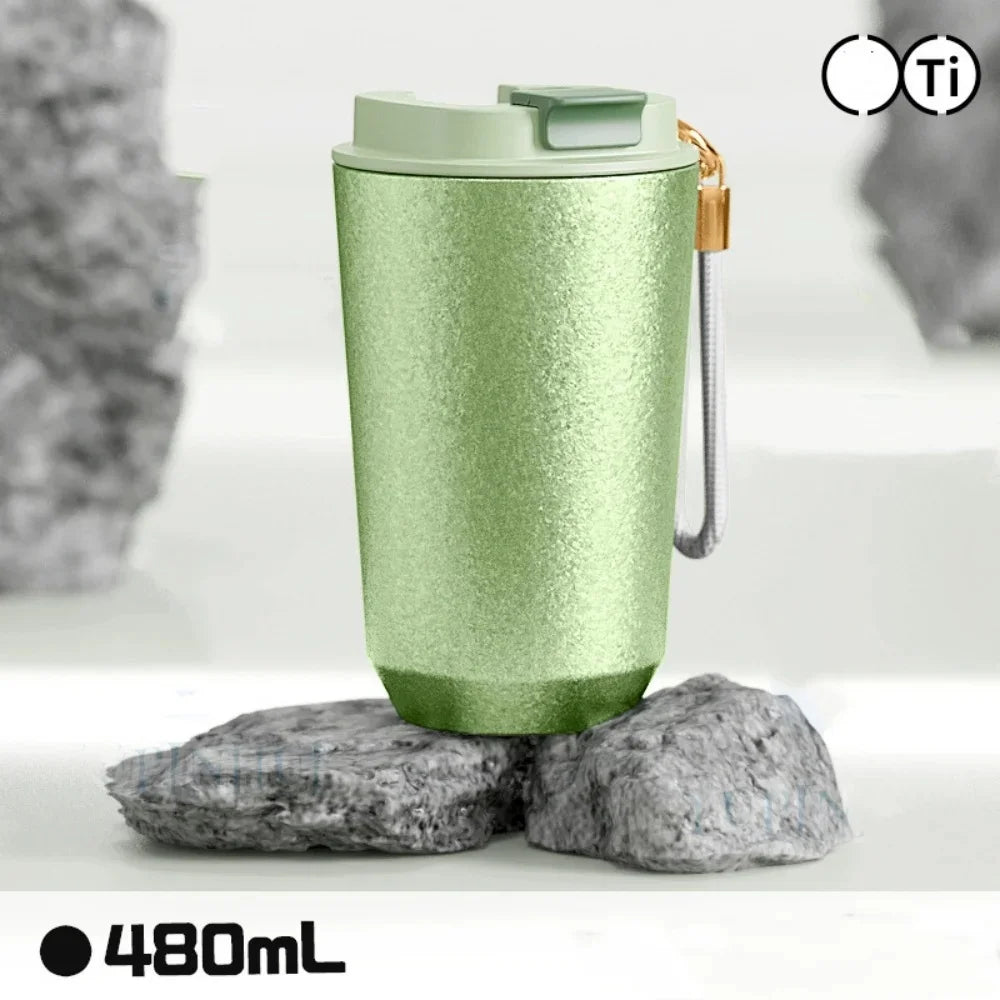 Titanium Liner Travel Coffee Mug Tumbler with Lid Reusable Insulated Thermal Cup Keep Cold Hot