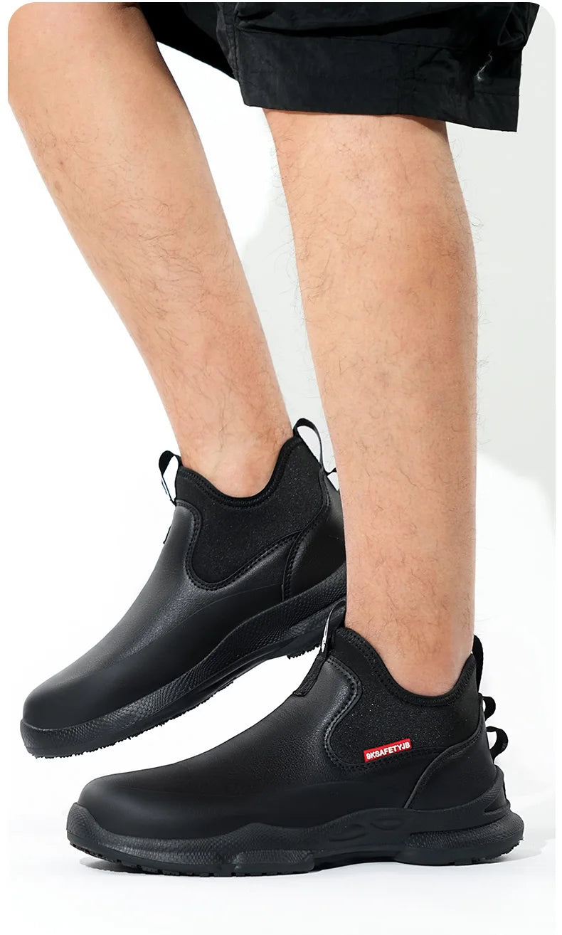 anti-skid kitchen work shoes non slip work waterproof boots lightweight Safety shoes for men chef work shoes leather sneakers