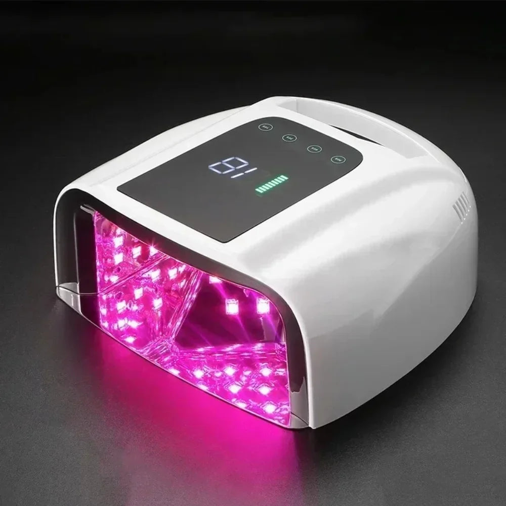 96W Mirror Reflective Nail Lamp with Metal Pad Cordless Manicure Dryer Wireless UV Light for Nails Rechargeable Nail UV LED Lamp