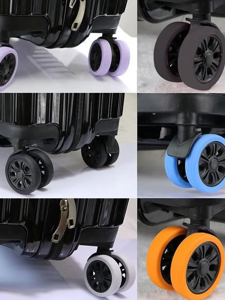 8pcs Luggage Roller Cover Silicone Silent Trolley Wheel Protective Cover Suitcase Wheels Protection Travel Luggage Caster Shoes