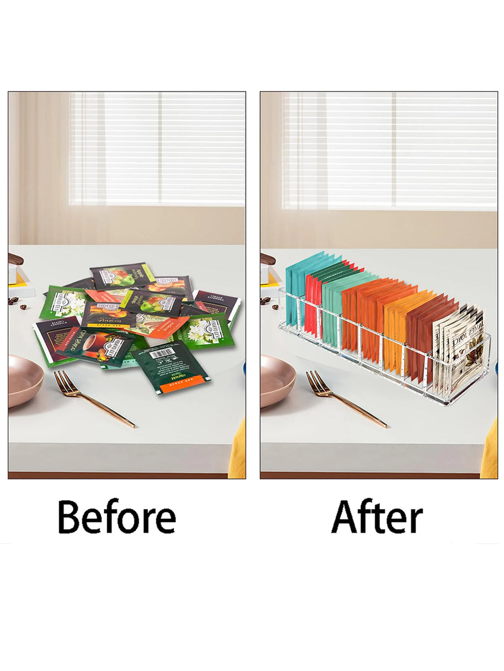 Tea Bag Storage Box Kitchen Storage Drawer Basket Cabinet Countertop Storage Box Coffee Tea Sugar Storage Supplies