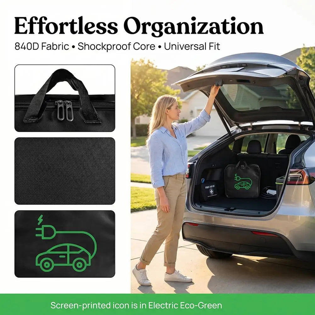 Electric Vehicle Charging Cable Bag Car Charger Cable Storage Bag Auto Trunk Organizer Scratch-Resistant Charger Cable Bag
