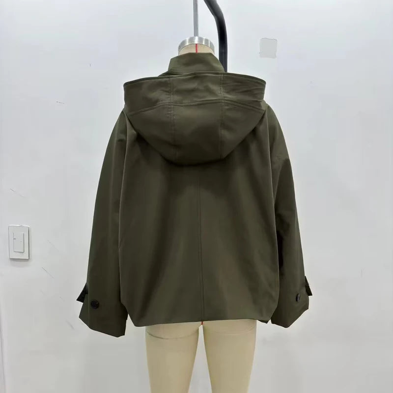 MUJER Hooded Women's Trench Coat Long Sleeve Women's Windbreaker New in Coats and Jackets for Women Winter Coats Woman Trench