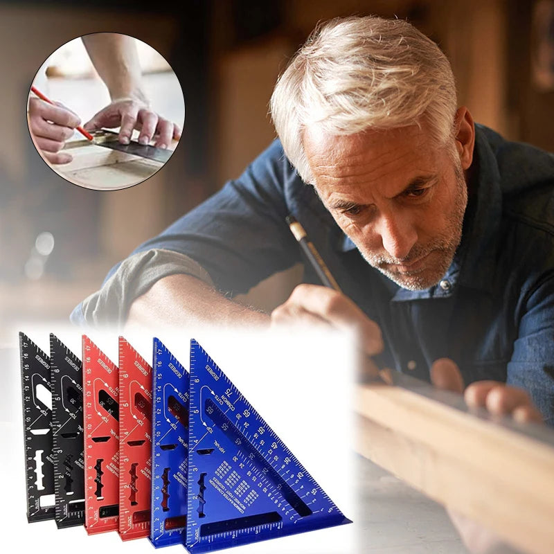 New 7Inch Triangle Ruler Measurement Tool Aluminium Alloy Carpenter Tools Inch Metric Angle Ruler Speed Square Woodworking Tools