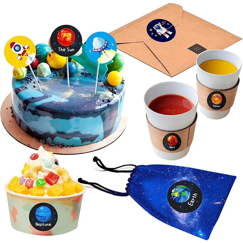 100-500 Pcs 1-1.5inch Stickers Roll Reward Student Enlightenment Label Stationery Seal Lable Space Astronaut Star