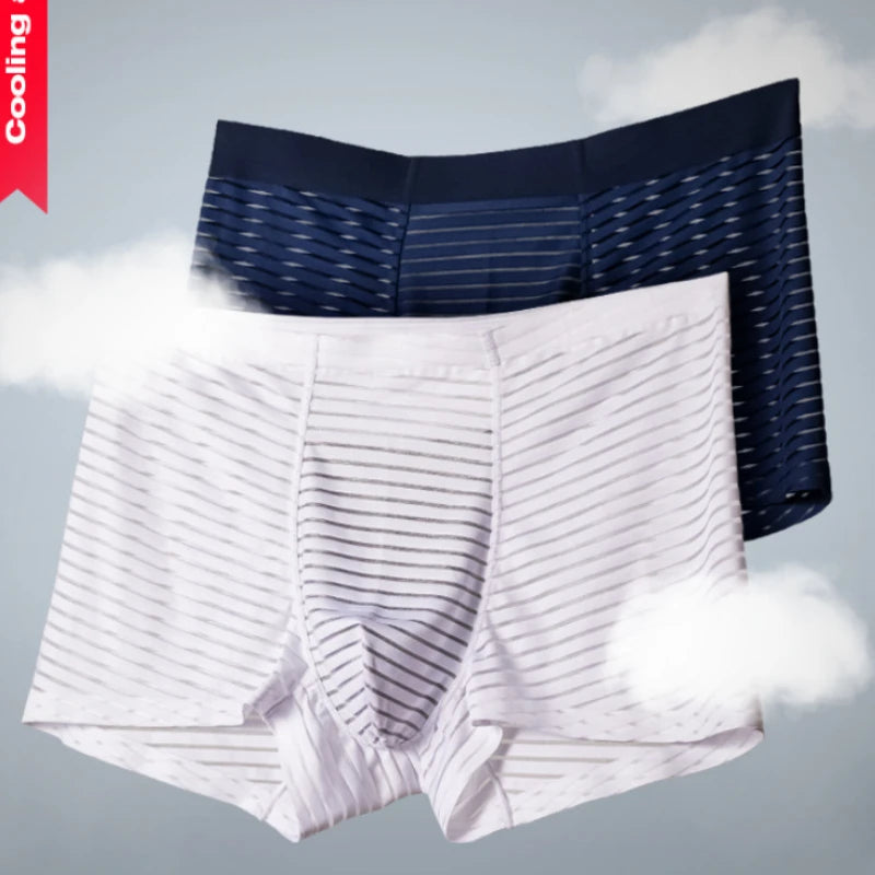 Mesh Men Boxers Sexy Seamless Breathable Underwears Thin Summer Boxershorts Solid Plus Size Hombre Boxer Homme Briefs Underpants