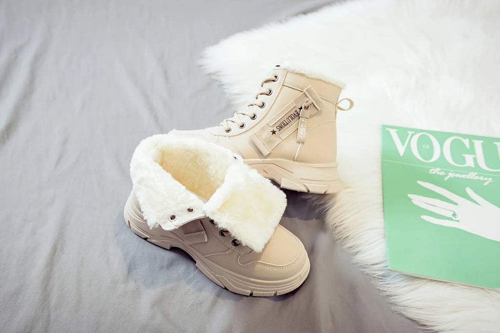 Botins de Senhora, Botins Curtos, Botas de Inverno com Forro Espesso e Isolamento, Elegantes e Versáteis, Botas de Inverno de Sola Grossa