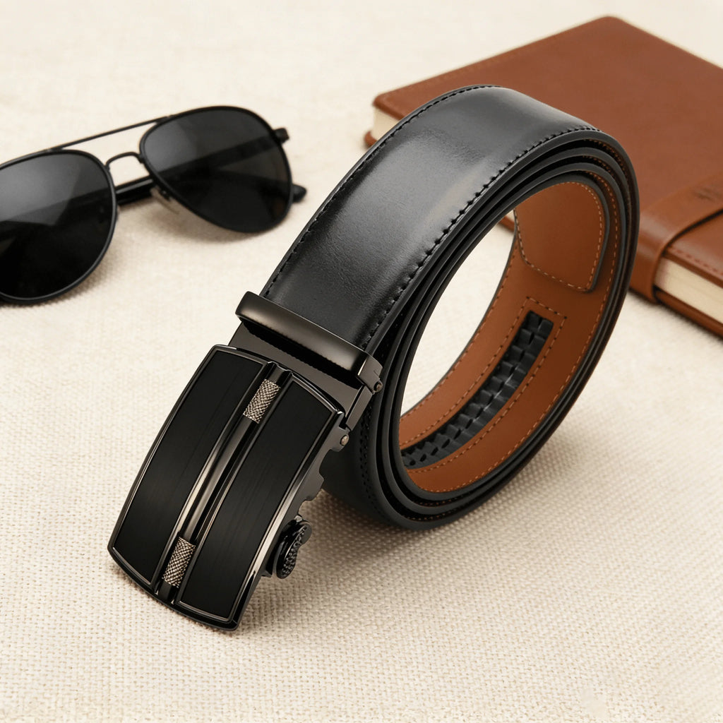 Men's Automatic Genuine Leather Luxury Belt Metal Automatic Buckle Male Waistband Designer High Quality Black Brown Waist Belts