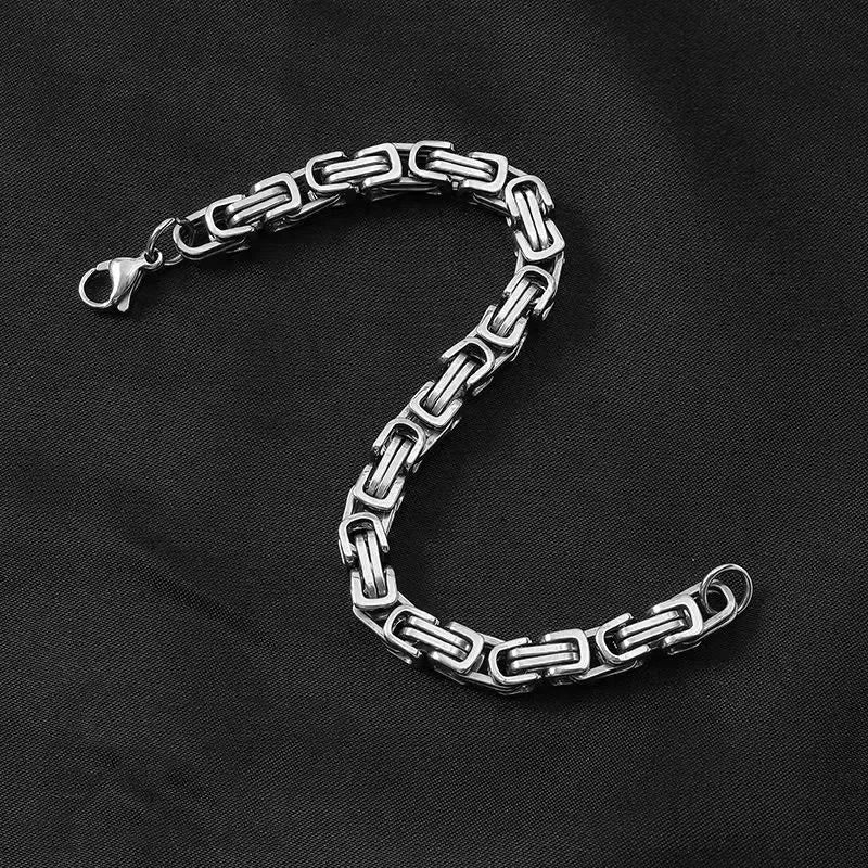 KCRLP Fine Retro 18k Gold Silver 5MM Chain Bracelets for Men Women Lady Boy Wedding Party Peculiar 20cm 8in