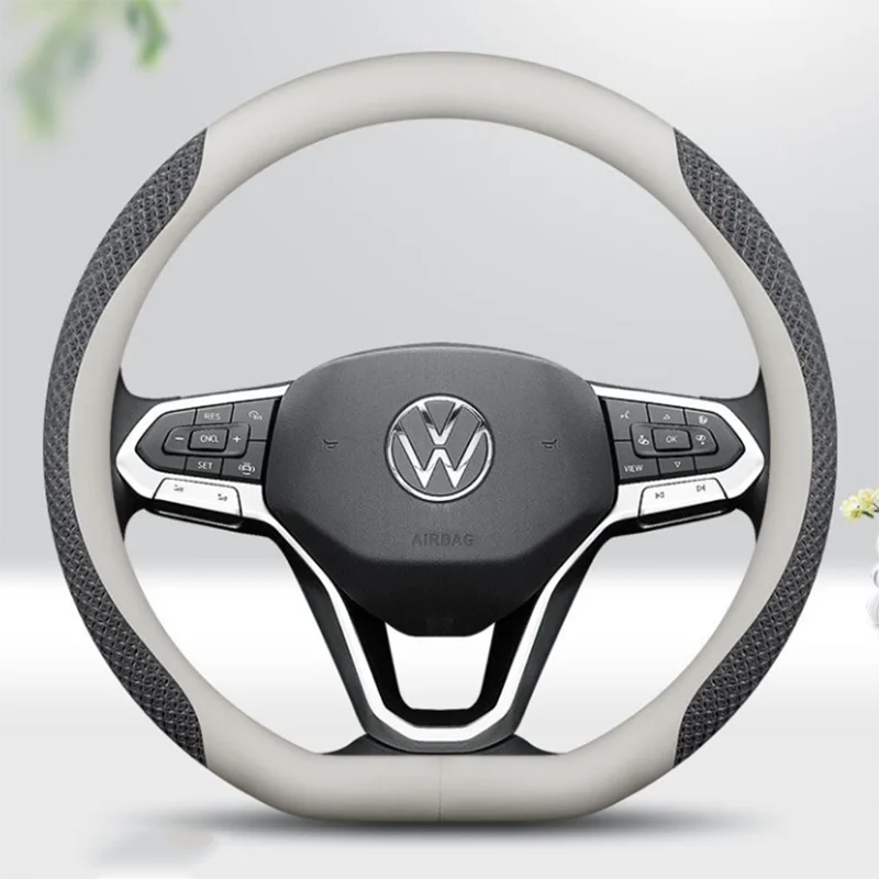 for Volkswagen VW Atlas Passat CC Taos touareg R-line Car Steering Wheel Cover 10colour Suede Leather 38 CM Auto Accessories