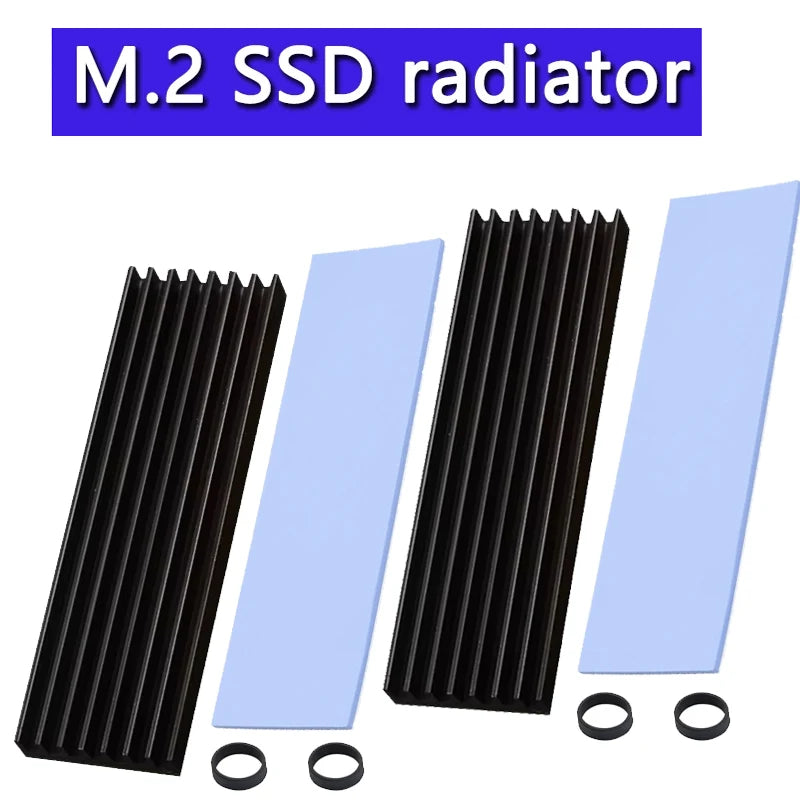 M.2 Heatsink Heatsink with Thermal Silicone Pads 2280 SSD Heatsink with 2 Black Rubber Straps For PC/PS5 M.2 SATA SSD