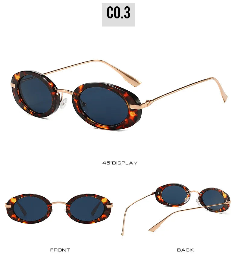 Fashion Small Oval Sunglasses Women Europe Popular Ins Cool Blogger Uv400 Sun Glasses Brand Designer