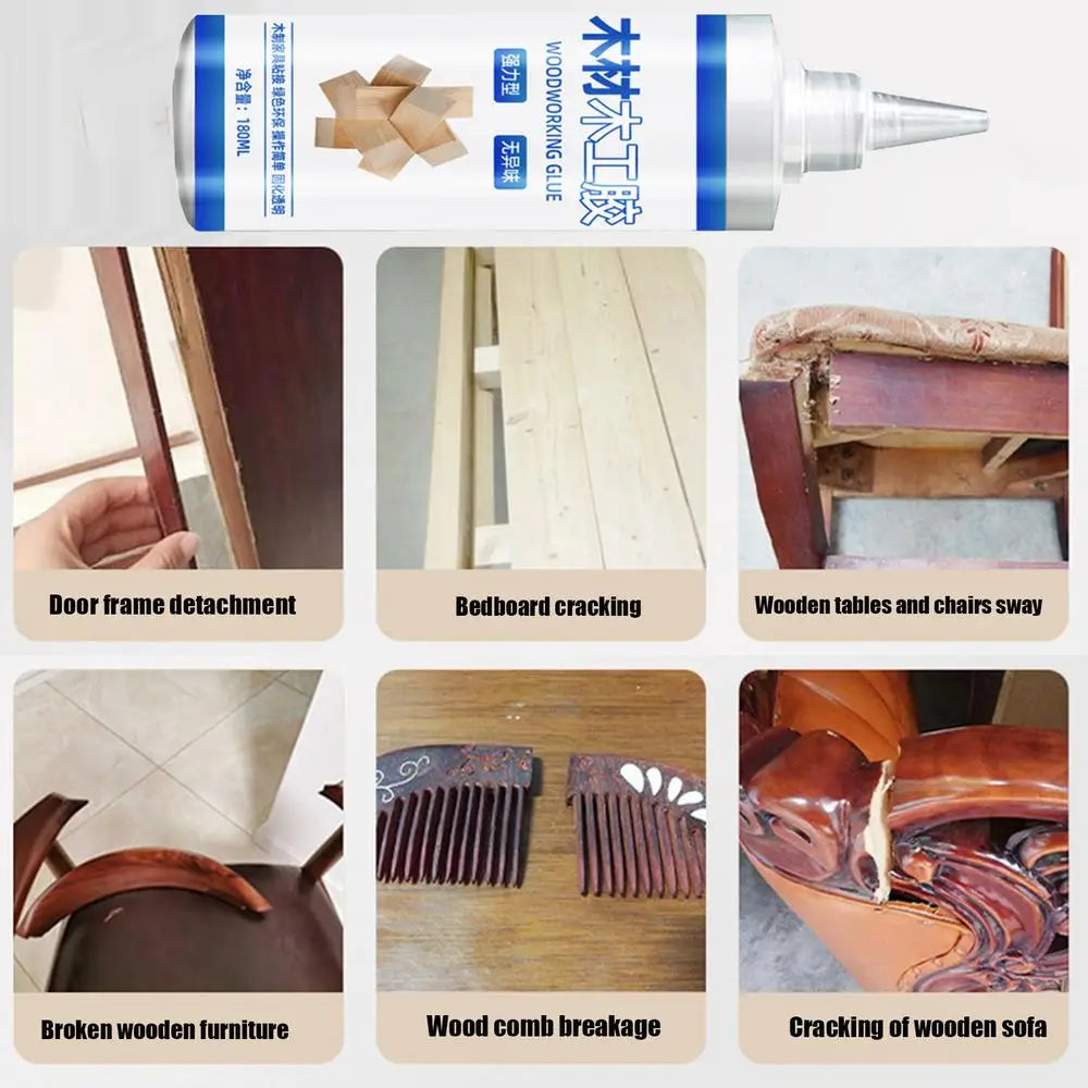 Wood Glue For Furniture 180ml Carpenter Glue Transparent Eco-Friendly Wood Adhesive Professional Safe Glue Multi-Functional