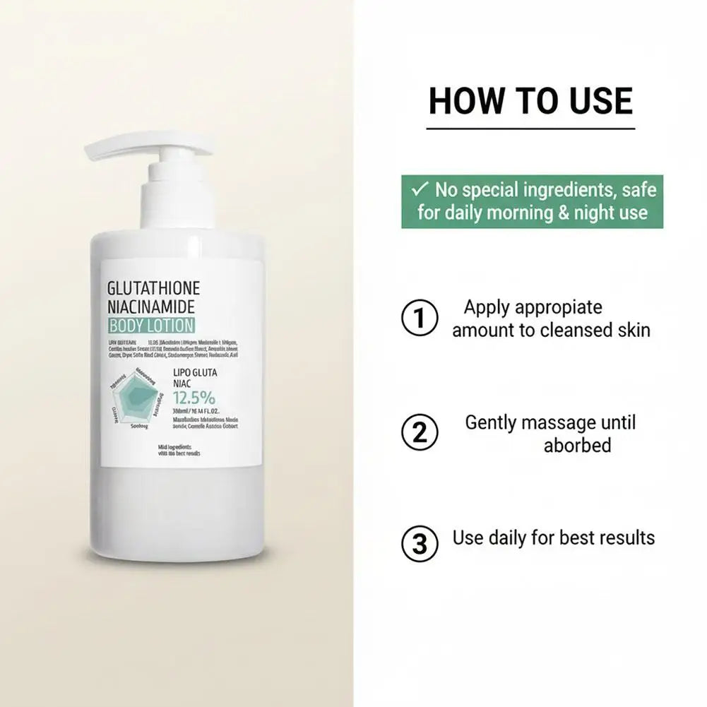 Glutathione Niacinamide Nourishing Body Lotion 300ml Deep Hydrating Gentle Cream Brightening Repair Rough Dry Body Skin Care