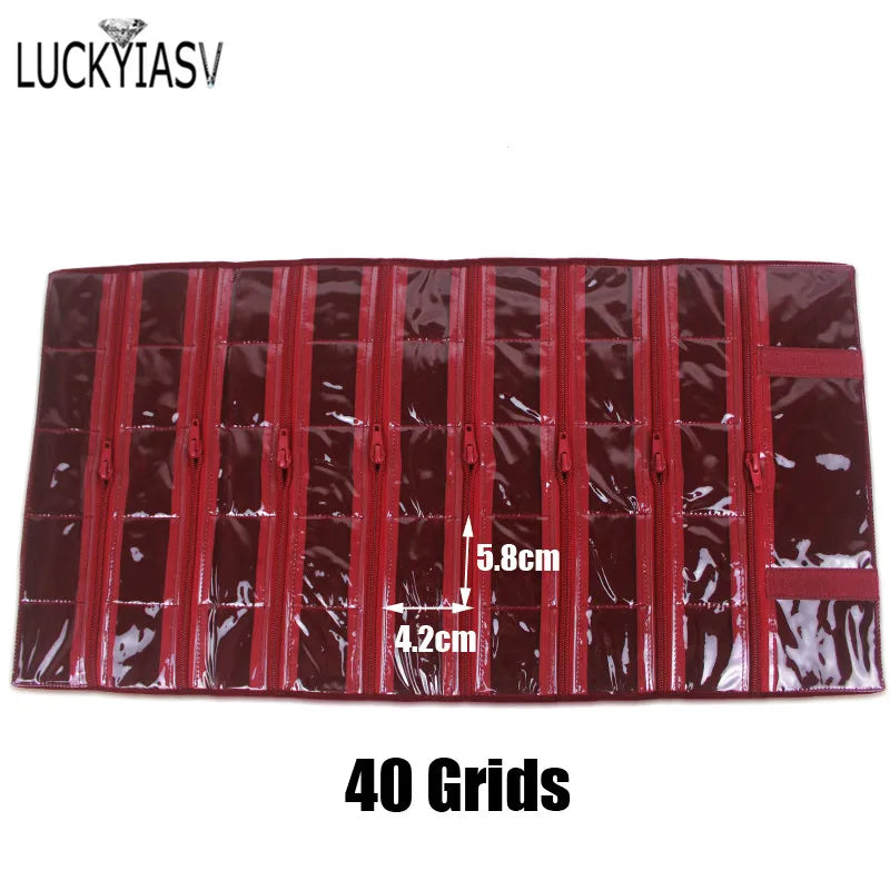 Velvet Travel Zipper Jewelry Roll Bag for Jewellery Ring Earrings Organizer Storage Bag Portable Necklace Display Cases