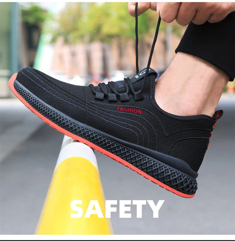 Manlegu Air Mesh Steel Toe Work Shoes Breathable Working Shoes Women Man Safety Shoes Lightweight Puncture-Proof Safety Boots