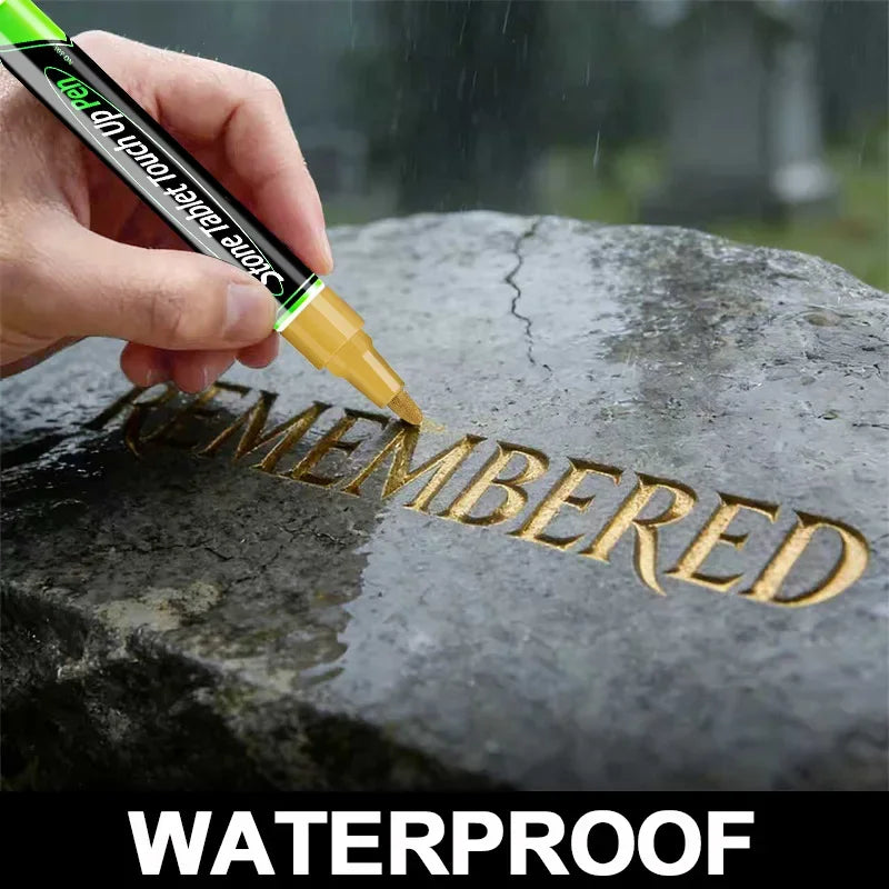 1PCS Professional Gold Tombstone Repair Pen 3mm Waterproof Metallic Inscription Marker Large Capacity Grave Stone Restoration