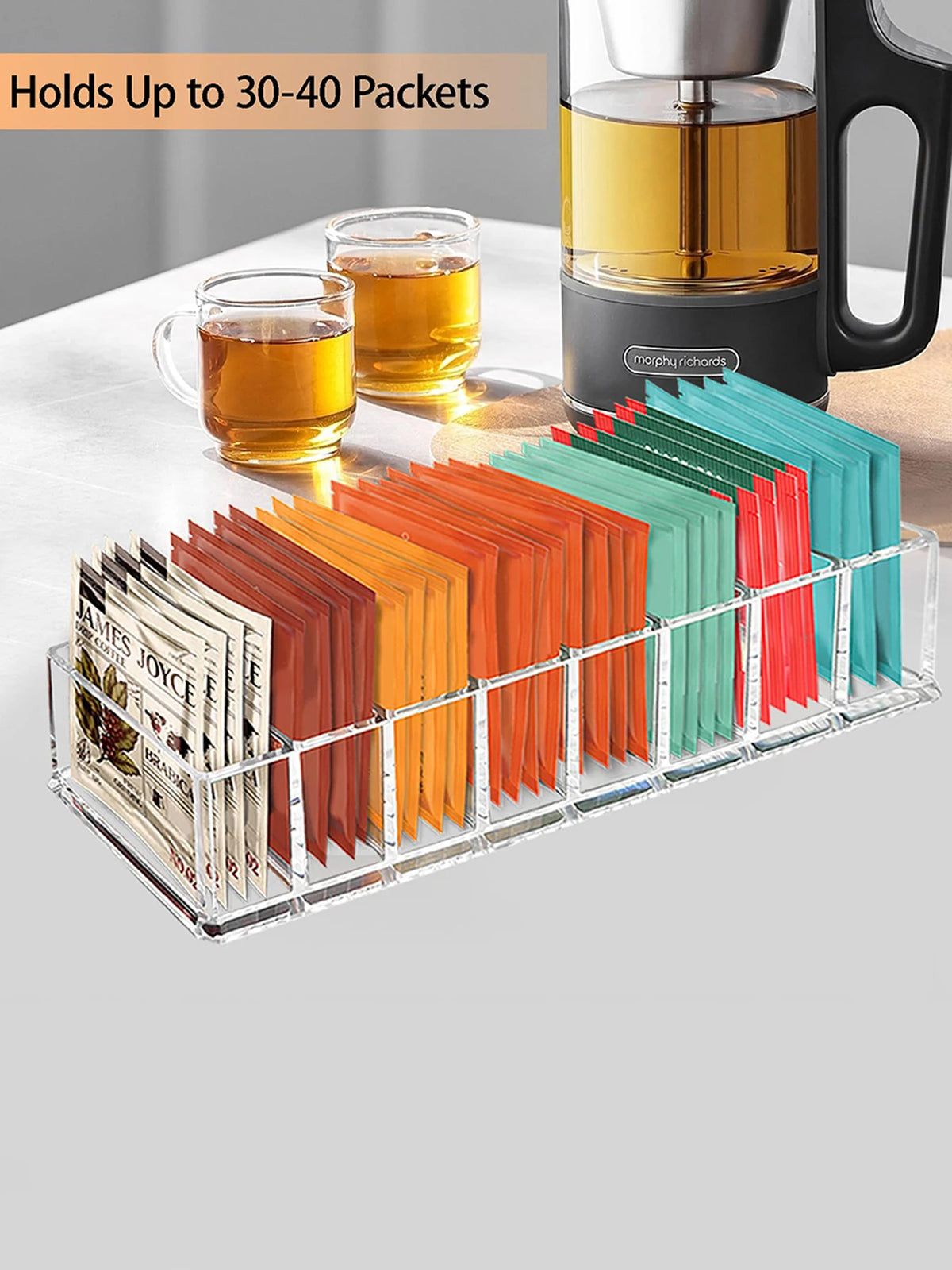Tea Bag Storage Box Kitchen Storage Drawer Basket Cabinet Countertop Storage Box Coffee Tea Sugar Storage Supplies