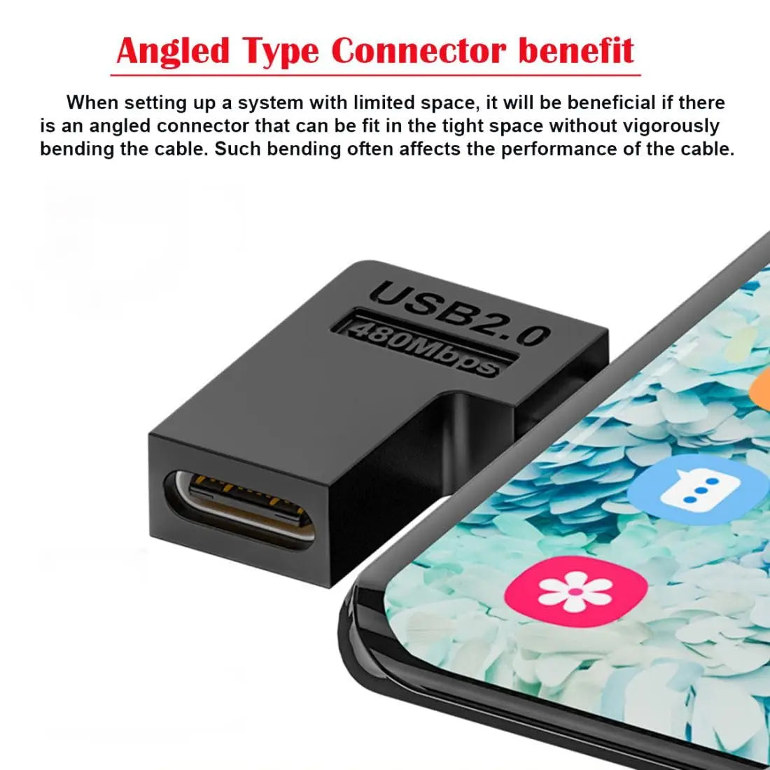 2/4 PCS USB Type C Female to Micro USB Male L Shape Bend Convert Connector for Phone MP3 Camera Charging or Data Transfer.
