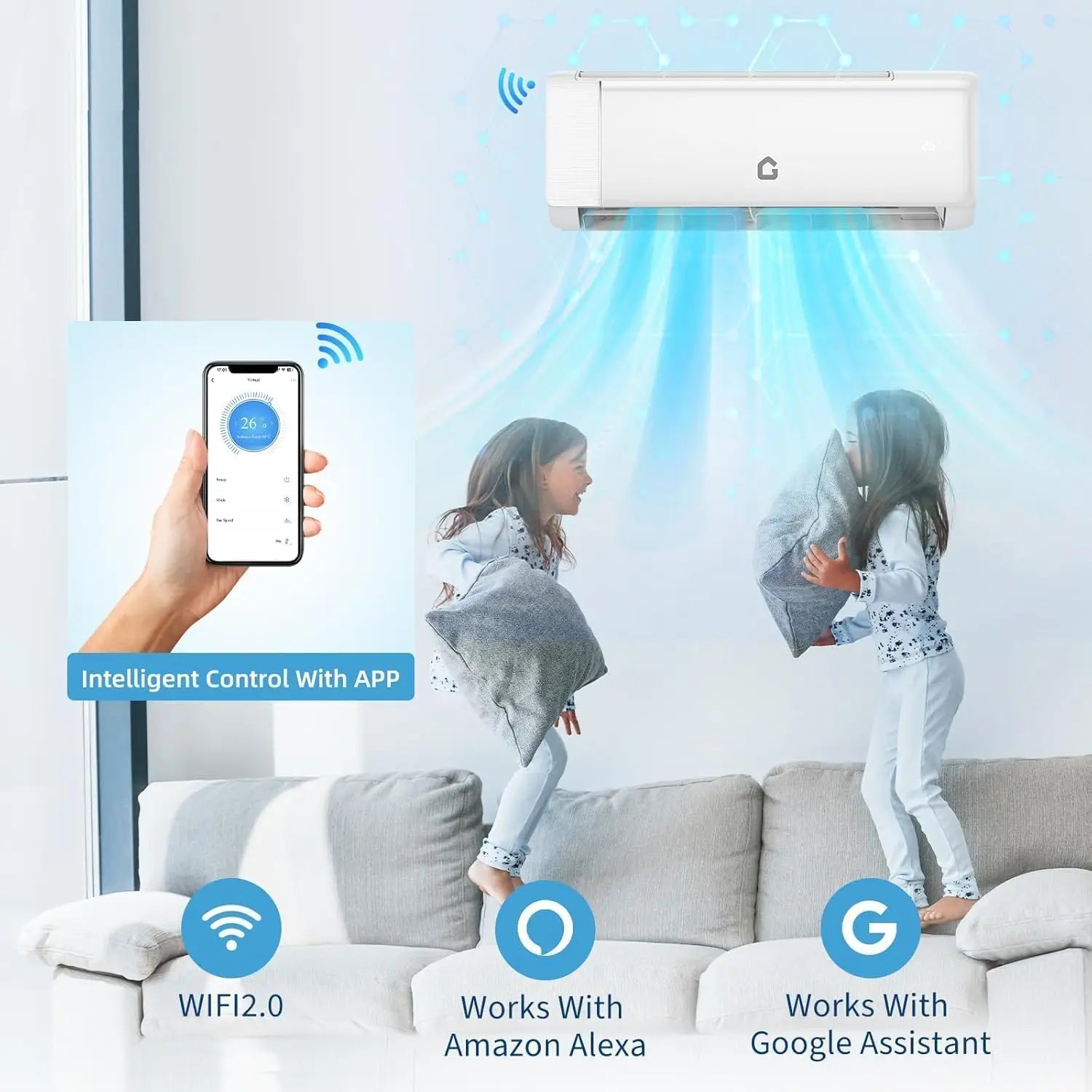 18000 BTU Mini Split Air Conditioner with Cooling / Heating 21 SEER2 230V Energy Ductless AC Unit Cools Rooms Up to 1250 Sq.Ft