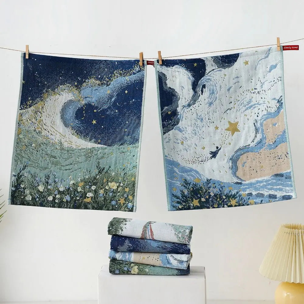 Cute 34x40cm Large Hand Towel 4 Layer Cotton Gauze Decorative Kitchen Towel Quick Dry Tea Towel Children Kids