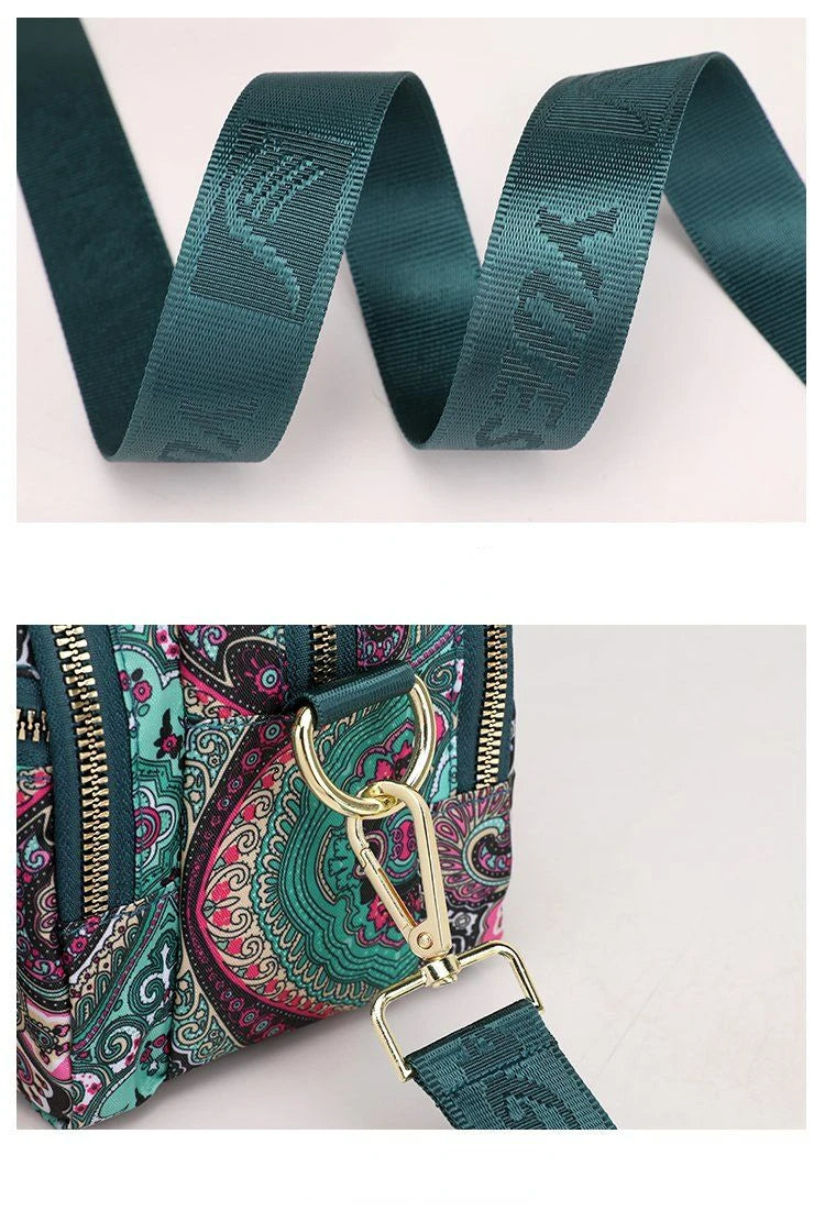 New Nylon Canvas Bag Large Bag Waterproof Shopping Bag Large Capacity Floral Shoulder Handbag Women Bag Mother Bag