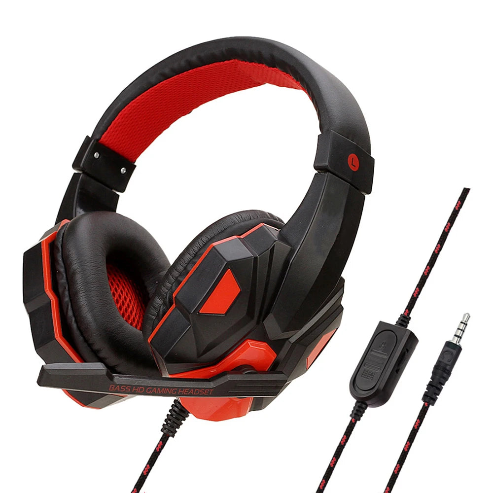 3.5mm Gaming Headphones Wired Stereo Earphones With 120° Adjustable Microphone Bass Headset For Computer Phone Laptop Desktop PC
