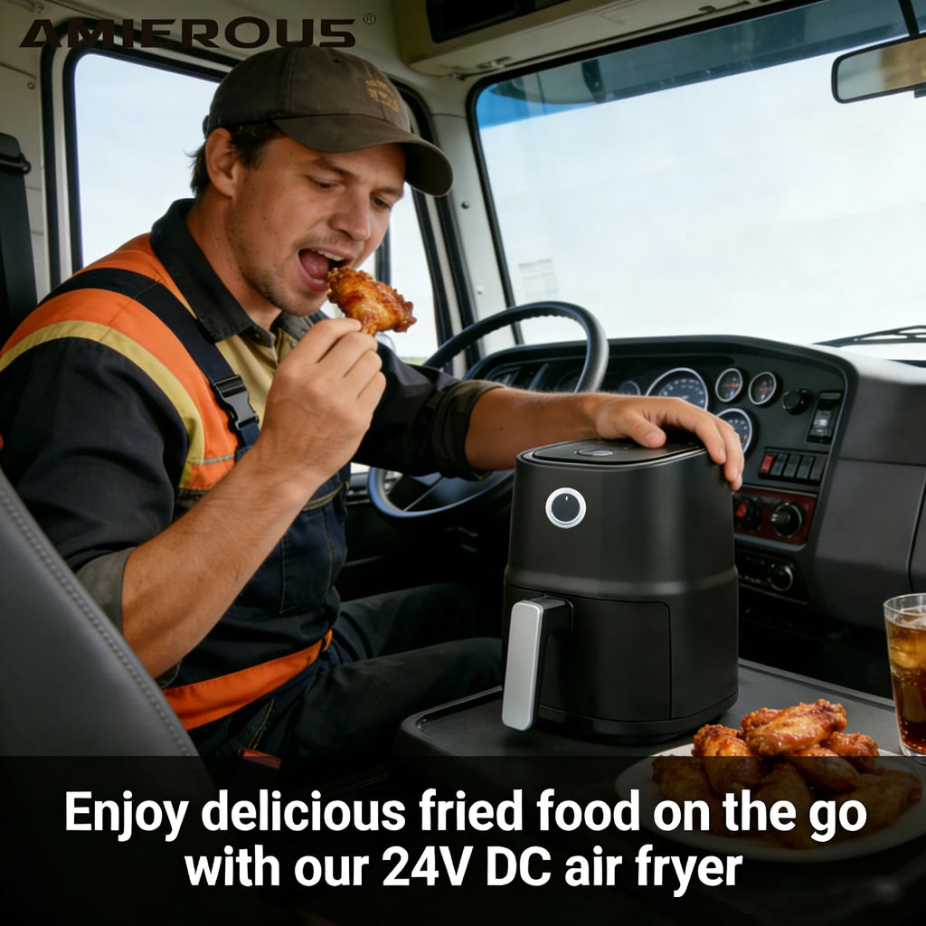 ARIER Portable Air Fryer 24V New 3.0L One-click Easy Operation Multicooker for Truck Ship Travel RV Camping Black Quick(35KD)