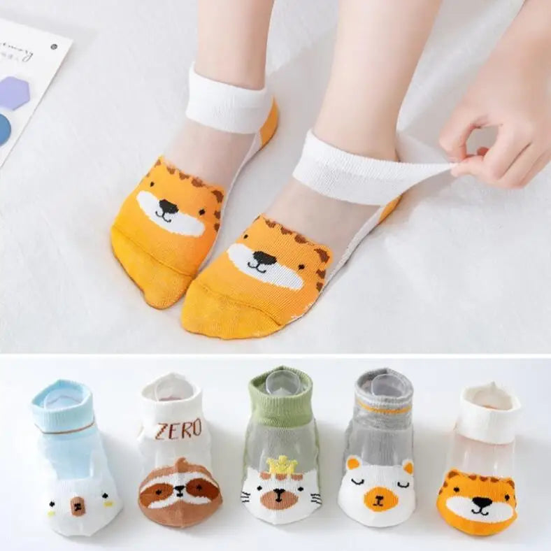 5 PAir Set Children Socks Summer Fishnet Boy Socks Spring Summer Thin Mesh Boat Socks Boys Girls Short Socks