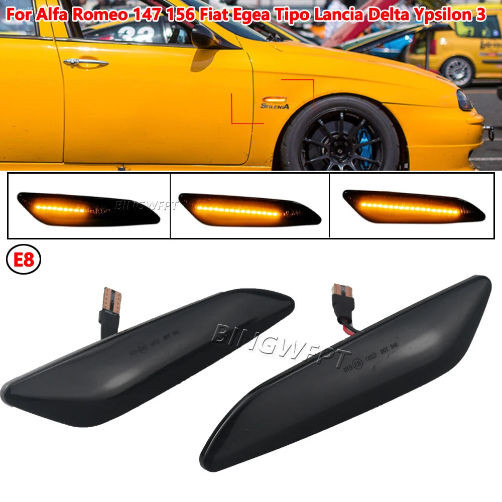 1 Pair LED Dynamic Side Marker Light Arrow Turn Signal Blinker Lamps For Alfa Romeo 156 147 For Fiat Tipo Lancia Delta 3 Ypsilon