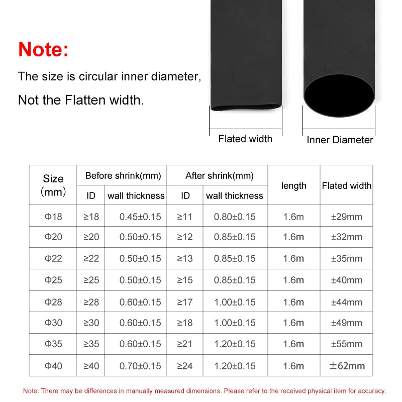 1/1.6m Anti-slip Fishing Rod Heat Shrink Tube ID15 18 20 22 25 28 30 35 40 45 50 60mm Waterproof Handle Bar Protect Wrap Cover