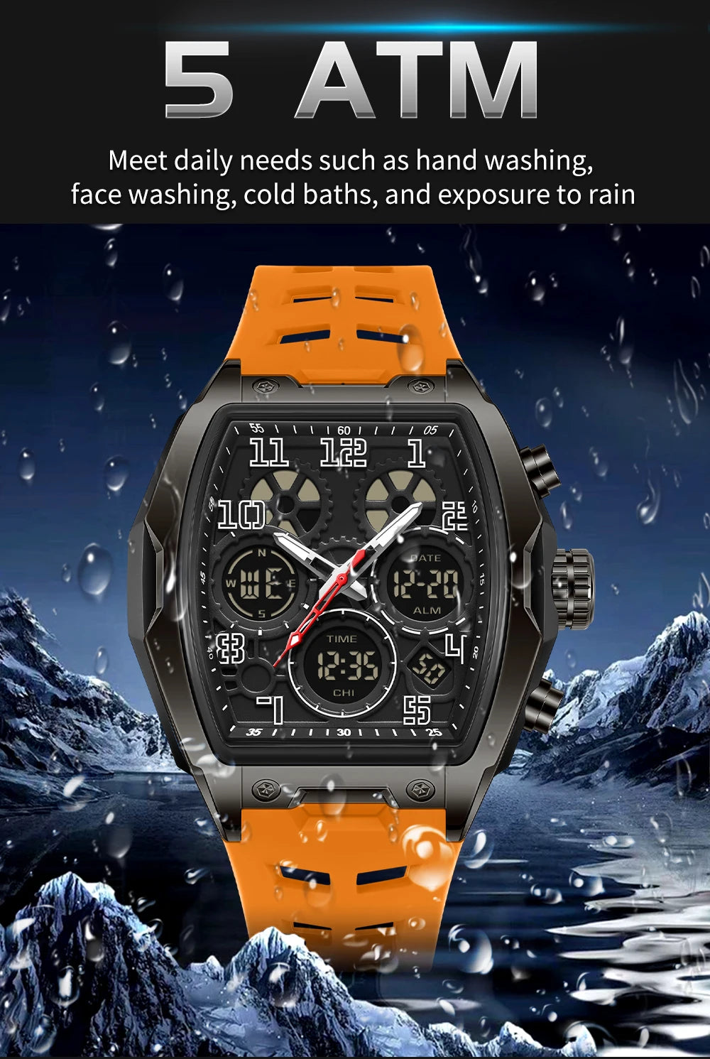 SANDA Fashion Men's Sports Electronic Watch Multi functional Date Countdown Waterproof LED Night Light Men's Electronic Watch