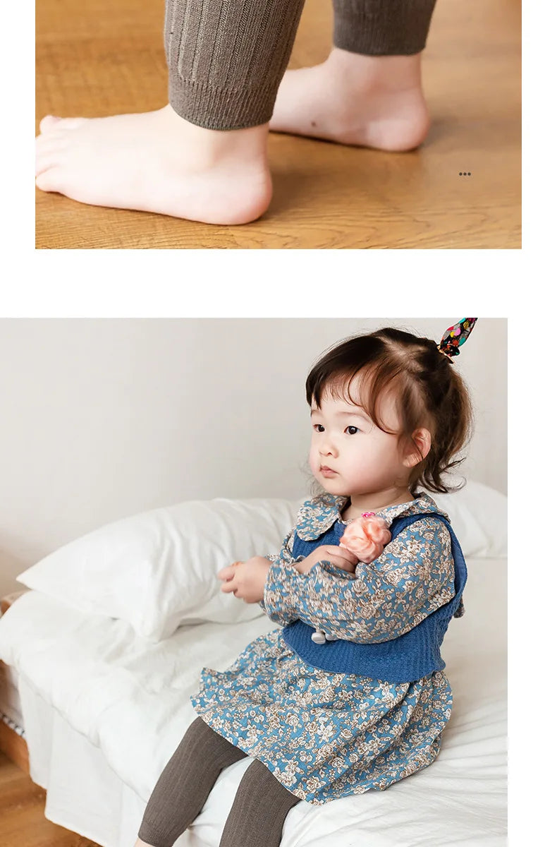 1-6 Years Girls Toddler Baby Basic Ribbed Sweater and Leggings Footless Tights Kids Little Girls Dress Bottom Top Pants