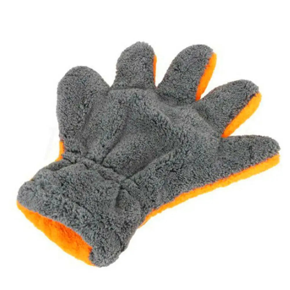 Premium Double-Sided Coral Fleece Car Cleaning Gloves cratch-Free Wash Mitts Five-Finger Design for Car Glass Wheels Cleaning