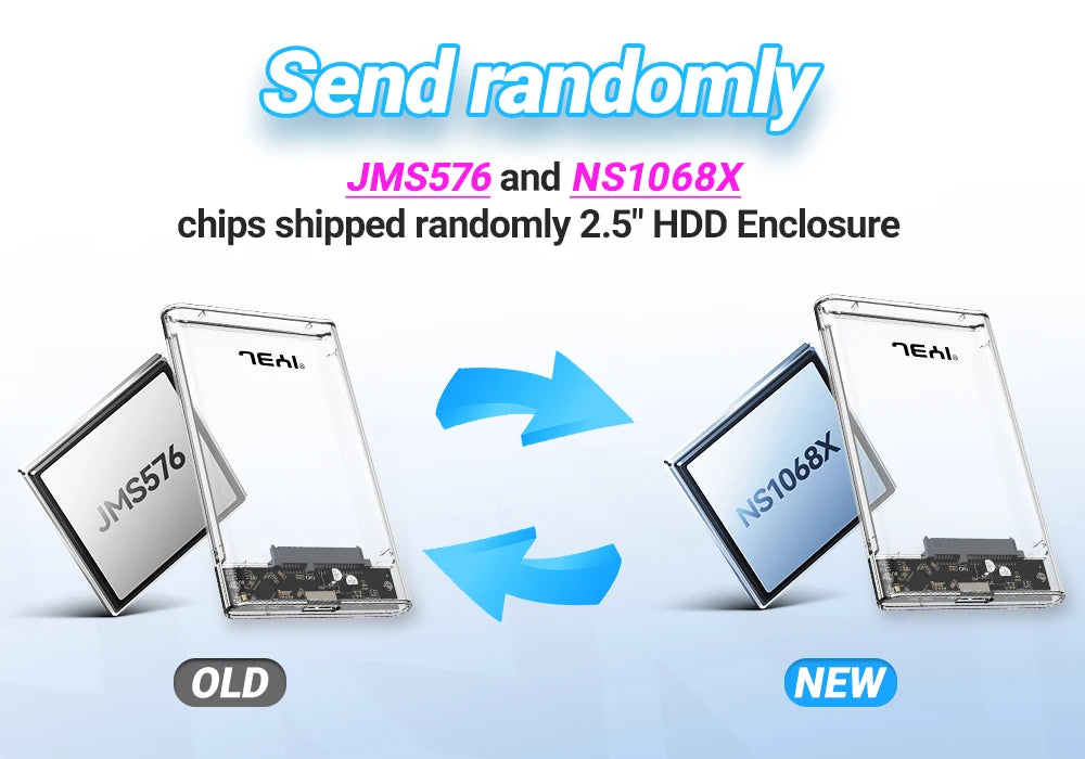 JEYI 2.5'' Tool-Free External HDD Enclosure - USB 3.0 to SATA III, Transparent Cooling, Compatible with 7mm/9.5mm SATA HDD/SSD