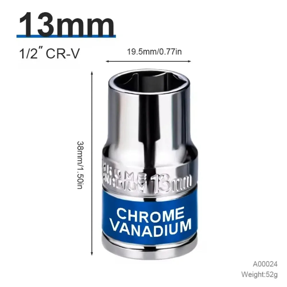 8mm-32mm 1/2" Drive Deep Impact Socket Set Drive Metric Wrench Socket Deep Impact Socket Pneumatic Wrench Head Tire Removal Tool