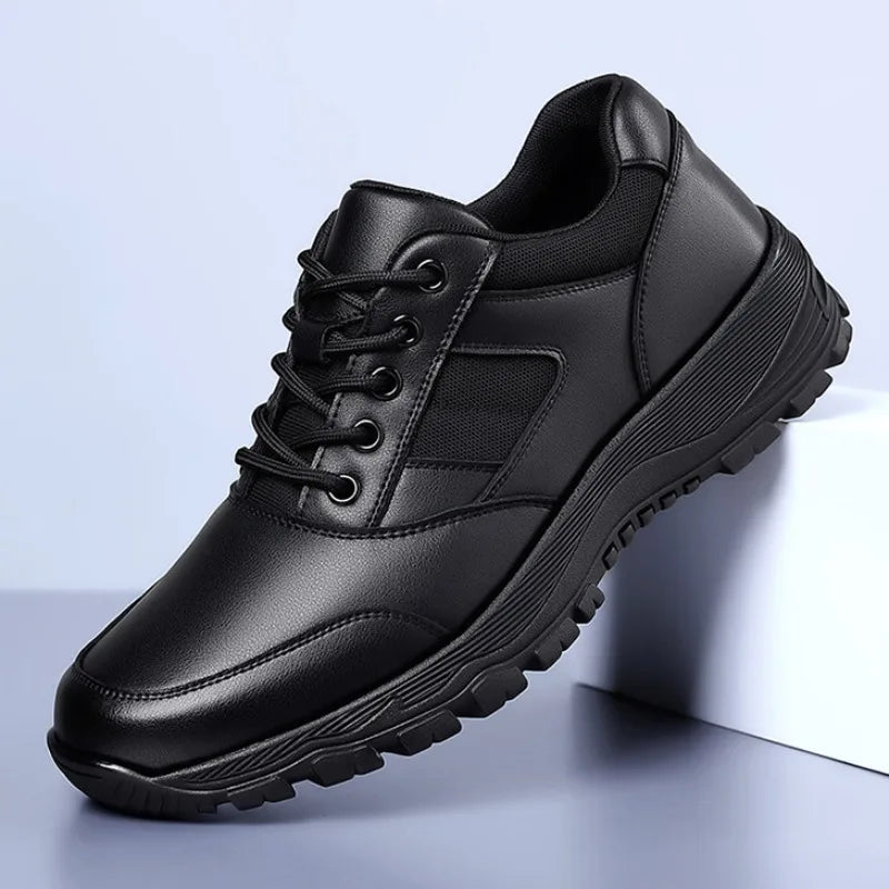 New Platform Cow Leather Casual Sneakers for Men Designer Autumn Winter Cotton Black Outdoor Men's Sports Shoes Zapatos Hombre