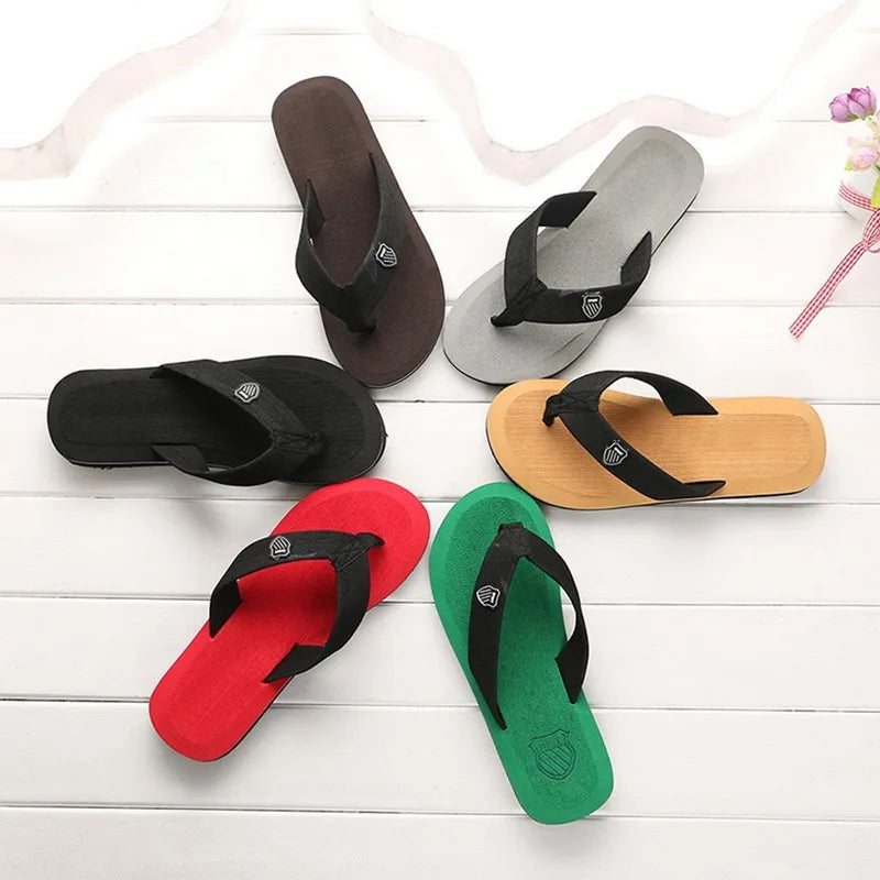 Men's Casual Flip Flops Fashion Beach Shoes Men Summer Non-Slip Flat Slides Mens Slippers Indoor House Shoes Man Male Slipper