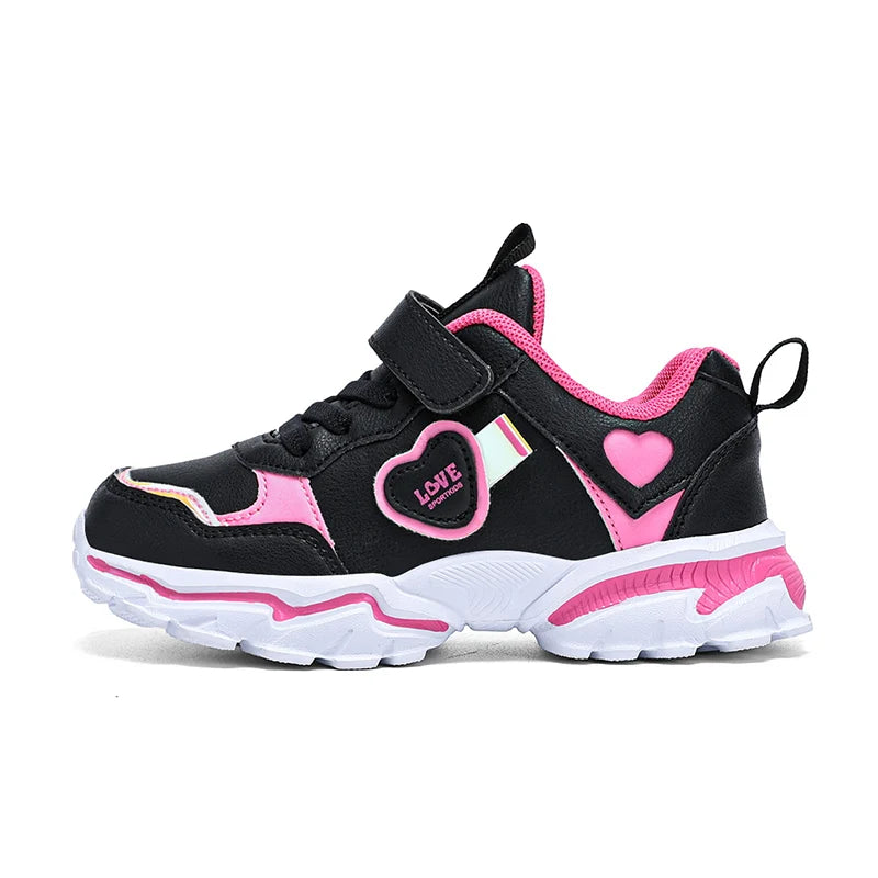 Autumn Girls Sneaker Children Leather Shoes PU Daily Kids Casual Walking Sneaker Platform Sports Tennis Sports Shoes Girl