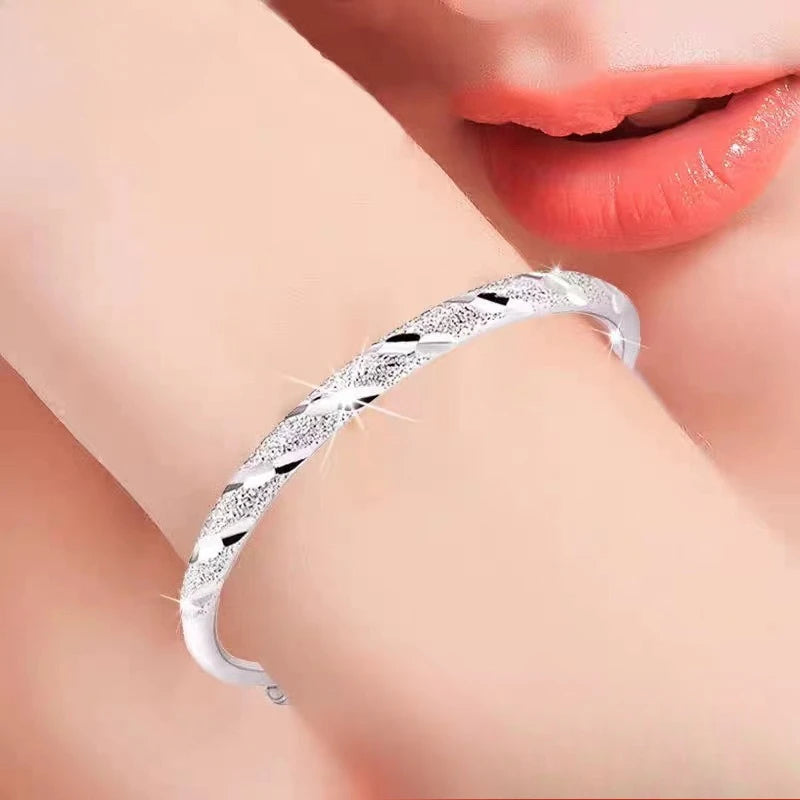 925 Silver Bracelet For Women men Fashion Wedding Party Cute Lady Handmade weaving Jewelry adjustable Grinding sand