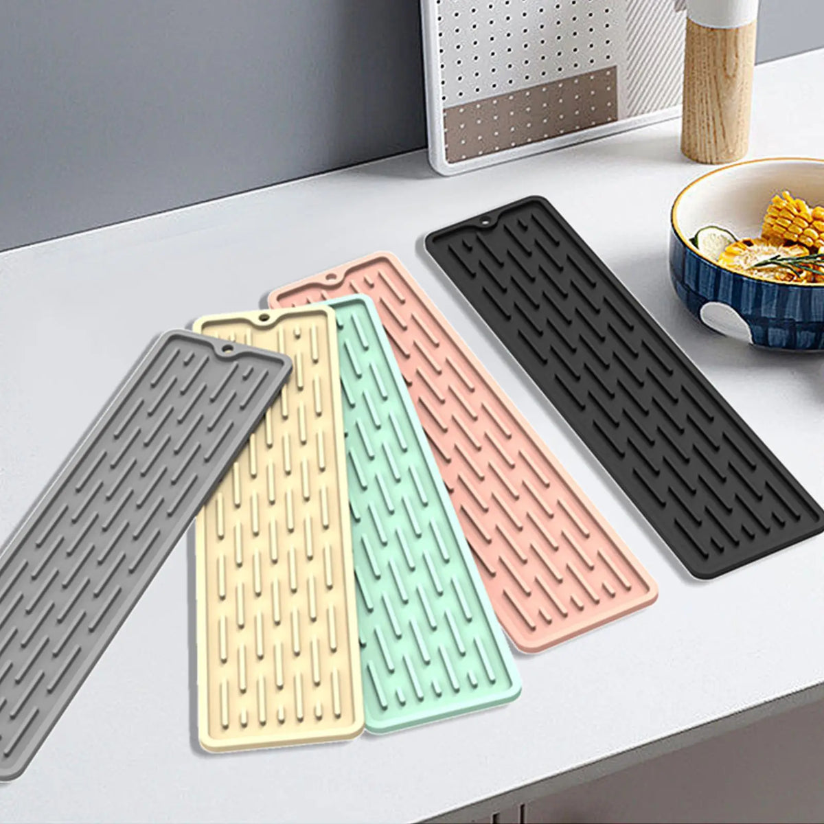 HOMEFISH  Silicone Drainer Mat Anti Slip Sink Tray Tableware Cushion Organizer Kitchenware Protection Mat Kitchen Storage Pads