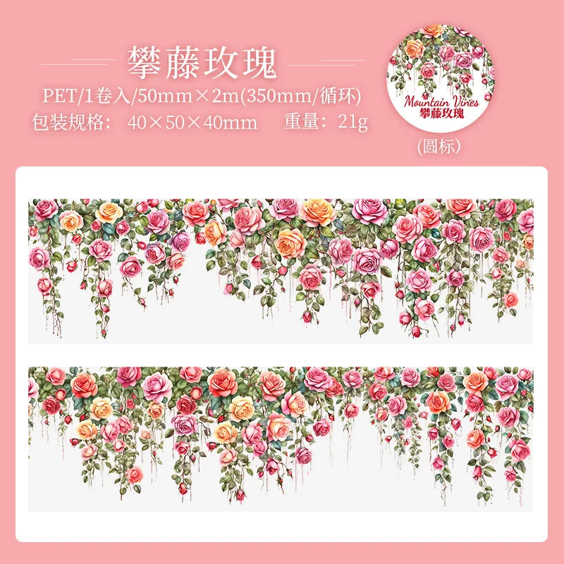 5*200cm 1roll INS Fresh vine theme PET tape Stickers Adhesive Diy Scrapbooking Diary Scrapbooking Collage material Scrapbooking